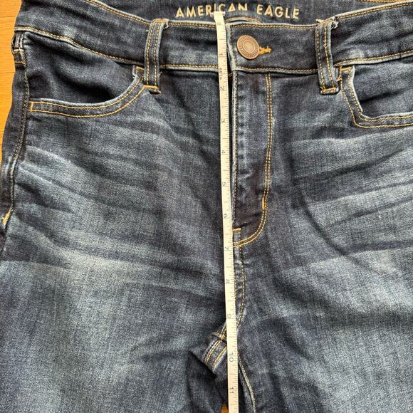 American Eagle Hi-Rise Jegging Stretch Distressed Dark Denim Jeans Size 8 Y2K - Picture 4 of 7